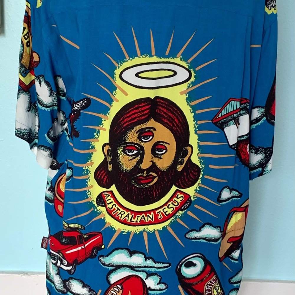 Mambo Loud Australian RARE Jesus Shirt Rayon